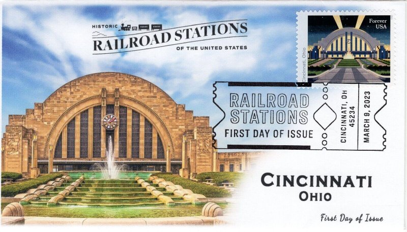 23-056, 2023, Historic Railroad Stations, First Day Cover, Pictorial Postmark, C