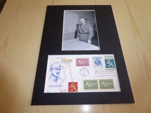 Mannerheim Finland indepence USA FDC Cover and mounted photograph mount size A4