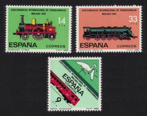 Spain Trains Bird Railway Congress 3v 1982 MNH SG#2690-2692