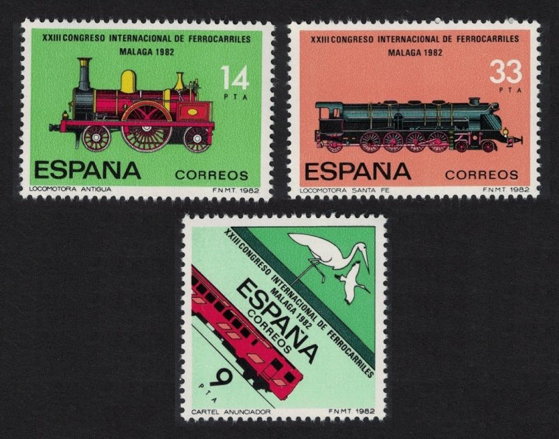 Spain Trains Bird Railway Congress 3v 1982 MNH SG#2690-2692