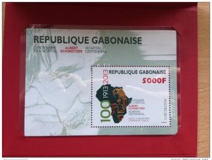 2013 Gabon Gabon Mi. Block 134 1913 Centenary Hopitel Albert Schweitzer 5000F Gold-