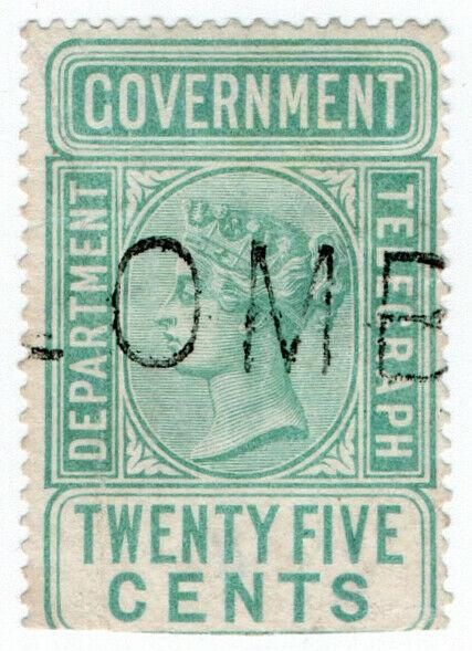 (I.B) Ceylon Telegraphs : 25c Blue-Green (1881)