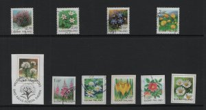 Finland    used  1990-1999  flowers  10 stamps