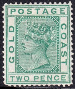 1876-79 GOLD COAST QV 2d GREEN (SG# 6) MH VF