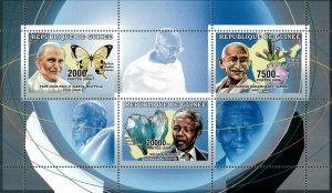 Guinea 2006 - Famous Humanists, Nelson Mandela, Gandhi - Sheet of 3 - MNH