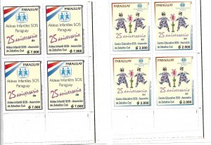 PARAGUAY 2008 CHILDREN'S VILLAGES SOS 25TH ANNIVERSARY SET OF 2 IN BLOCKS MNH