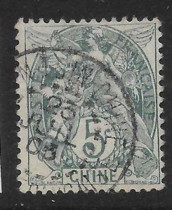 FRENCH P.O.'s IN CHINA SG37a 1906 5c BLUE-GREEN USED