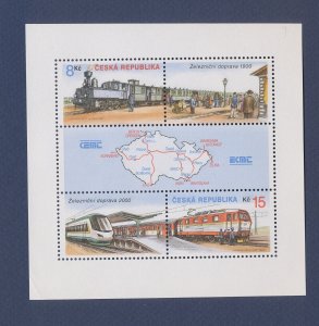 CZECHOSLOVAKIA - Scott 3117 - MNH S/S - Train, Map - 2000 