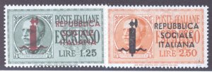 Italy- Italian Social Republic, Scott #E1-E2, MNH, E1 w/dist gum