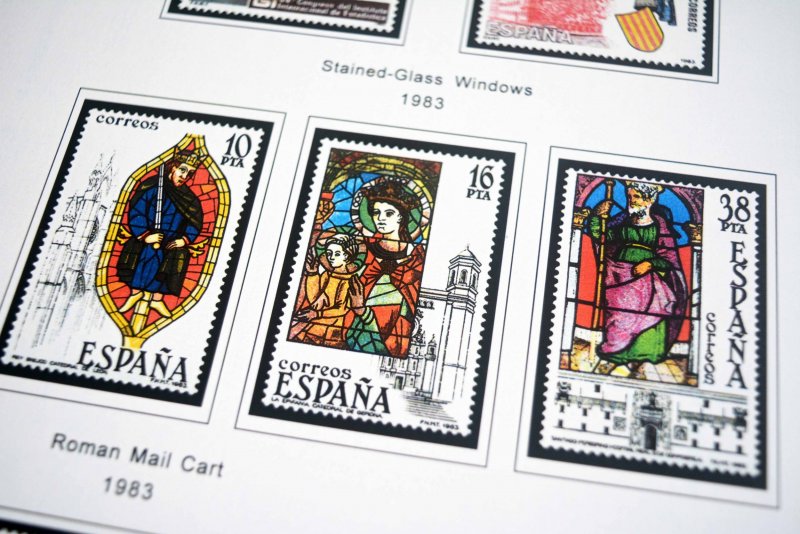 COLOR PRINTED SPAIN 1976-1993 STAMP ALBUM PAGES (101 illustrated pages)