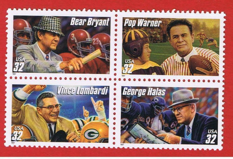 #3143-3146 MNH OG  block of 4 Football Coaches  Free S/H