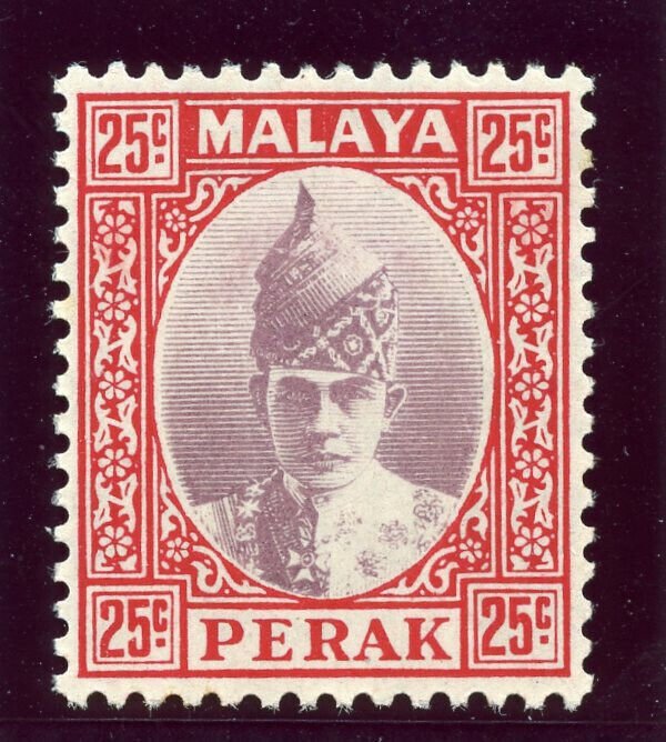 Malaya - Perak 1939 25c dull purple & scarlet superb MNH. SG 115. Sc 92.