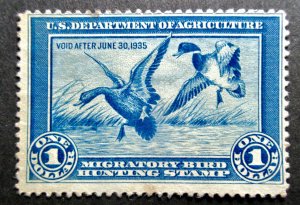 US 1934 Duck Stamp #RW1 MNG CV $175