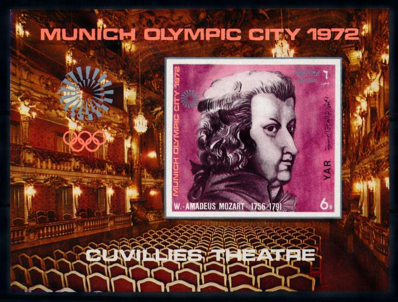 [77651] Yemen YAR 1971 Olympic Games Munich Mozart Imperf. Sheet MNH