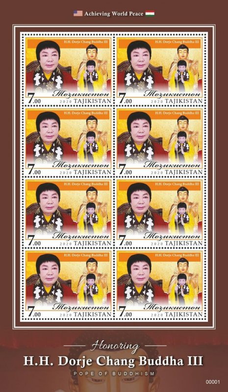 TADZHIKISTAN - 2020 - Religions, Buddha - Perf 8v Souv Sheet - MNH