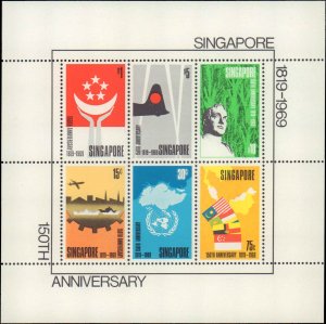 Singapore #106a, Complete Set, S/S Sheet Only, 1969, Mint, Never Hinged