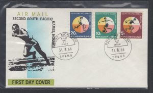 Papua New Guinea #225-27 (1966 Pacific Games set) on unaddressed cachet FDC (#2)