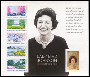 United States 4716, MNH, Lady Bird Johnson sheet of 6