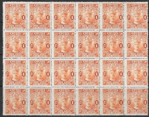 INDIA-COCHIN SG41 1916 1a ORANGE DIEI BLK OF 24 MNH