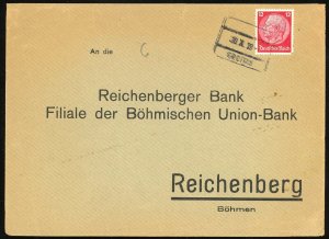 Czechoslovakia German Occupation Bohemia Reichenberg Liberec 1938 Business Cover