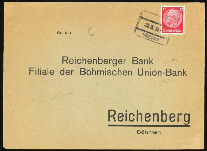 Czechoslovakia German Occupation Bohemia Reichenberg Liberec 1938 Business Cover