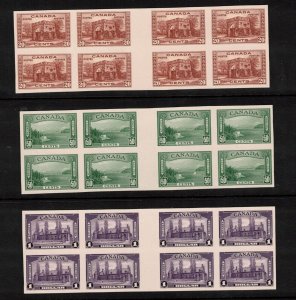 Canada #243P - #245P Extra Fine Proofs India On Card In Gutter Blocks Of Eight