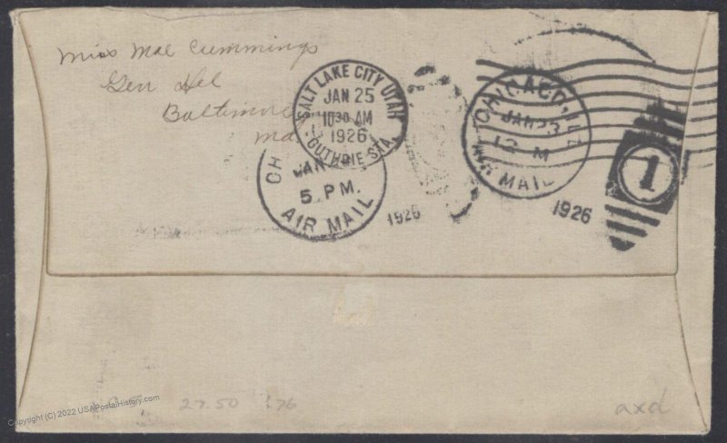 USA 1926 ScC5 Airmail Cover Baaltimore Yakima Washington 110096