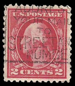 # 499 Used Rose George Washington Type I ( 1 shortish Perf. at Top ) XF+