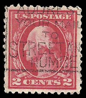 # 499 Used Rose George Washington Type I ( 1 shortish Perf. at Top ) XF+