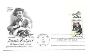 1755 Jimmie Rodgers, Performing Arts, ArtCraft Mr Zip FDC