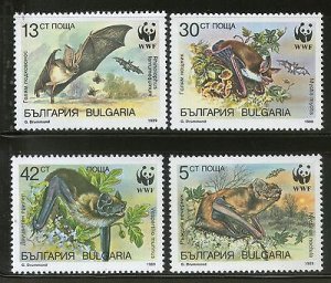 Bulgaria 1989 WWF Bats of Bulgaria Wildlife Animal Fauna Sc 3398-3401 MNH # 078