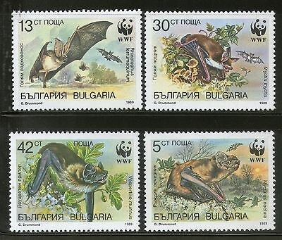 Bulgaria 1989 WWF Bats of Bulgaria Wildlife Animal Fauna Sc 3398-3401 MNH # 078