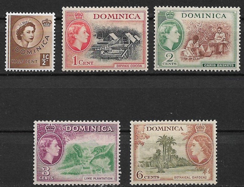 1954 Dominica 142-5,148 MH set of 5