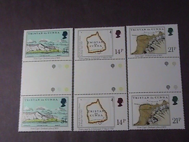 TRISTAN da CUNHA # 290-292-MINT/NH-COMPLETE SET OF CROSS GUTTER PAIRS--1981