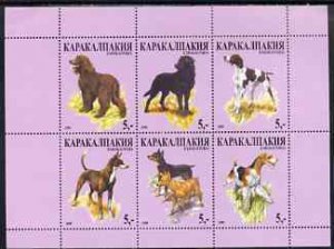 KARAKALPAKIA - 1999 - Dogs #1 - Perf 6v Sheet - Mint Never Hinged