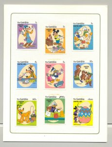 Gambia #498-507 Easter, Disney 9v & 1v S/S Imperf Chromalin Proofs in Folder