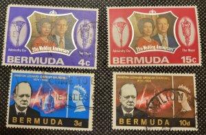 Bermuda, 1966,Churchill short set & 1972 Silver Wedding of QE II, used,SCV$2.15