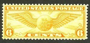 US #C19 6c Winged Globe  Dull Orange XF Superb MNH