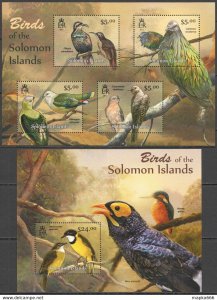 2012 Solomon Islands Birds Fauna #1571-74+Bl108 ** Ls035