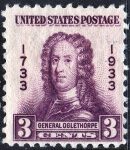 SC#726 3¢ General Oglethorpe (1933) MLH