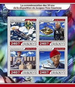 2017 Djibouti Mnh Jacque-Yves Cousteau. Michel: 1598-1601  |  Scott: 1171