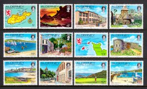 Great Britain (Alderney) - Scott #1-12 - MNH - Spot of toned gum #1 - SCV $5.10