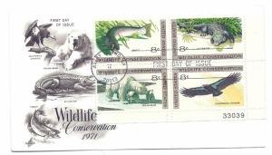 1427-30 Wildlife Conservation, ArtCraft, plate block, FDC