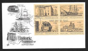 UNITED STATES FDC 8¢ Historic Preservation BLOCK 1971 ArtCraft