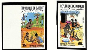 DJIBOUTI SCOTT #599-600 IMPERF SET OF 2 STAMPS BOY SCOUTS MNH VF 1985