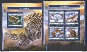 2017 Djibouti Owls Birds Fauna #2002-05+Bl1062 ** Fd1155