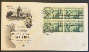 MINNESOTA STATEHOOD #1106 MAY 11 1958 ST PAUL MN FIRST DAY COVER (FDC) BX5