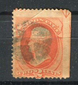 USA; 1870s early classic Jackson issue used Shade of 2c. value, IMPERF BETWEEN