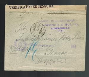 1941 Alberobello Italy Concentration Camp Cover to Red Cross Switzerland