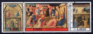 Ajman 2490 A-2492 A CTO Religious Paintings Fra Angelico ZAYIX 0424M0060